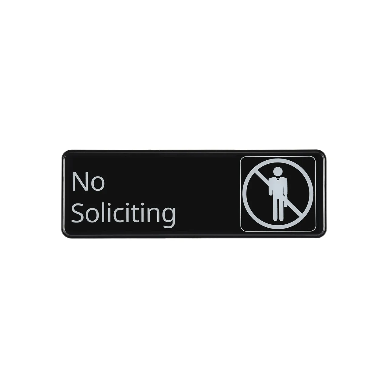 CAC China SCE3-NS16 No Soliciting Compliance Sign, 9" x 3", Heavy-Duty Plastic, Black