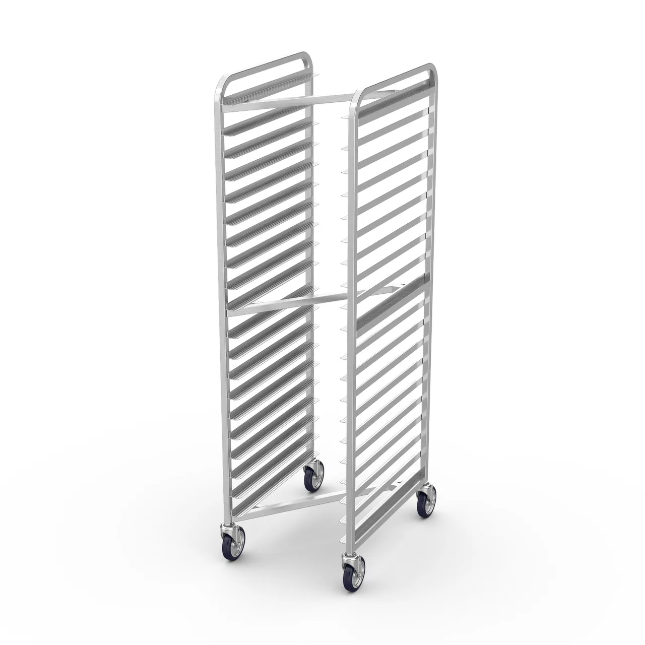 Winholt SS-1820N Stainless Steel 20 Pan Full Height Nesting Mobile Pan Rack w/ 5" Casters