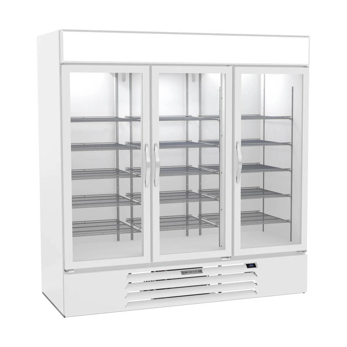 Beverage Air MMF72HC-5-W 75" 3 Glass Door Merchandiser Freezer in White, 68.5 cu. ft.
