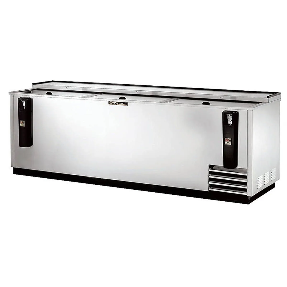 True TD-95-38-S-HC 95" Solid Slide Lid Stainless Steel Deep Well Horizontal Bottle Cooler