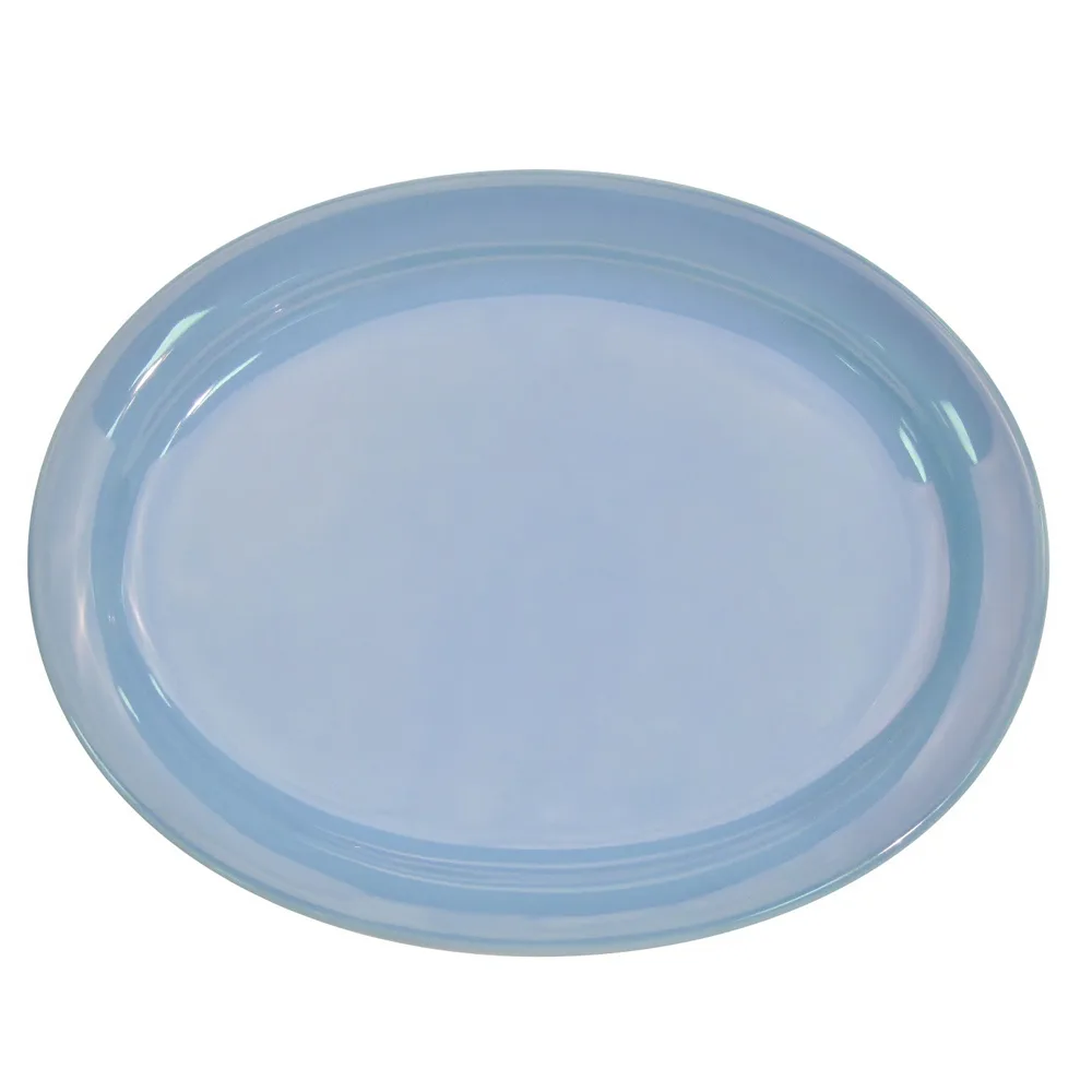 CAC China L-13NR-LBU Las Vegas Platter, 11-1/2" L x 9" W x 1" H Ceramic, Blue, Narrow Rim - Dozen