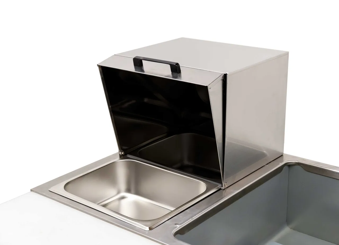 Omcan USA 81124 Roll Top Steam Table Pan Cover, Solid Stainless Steel, With Handle, Roll‑Back Hinge