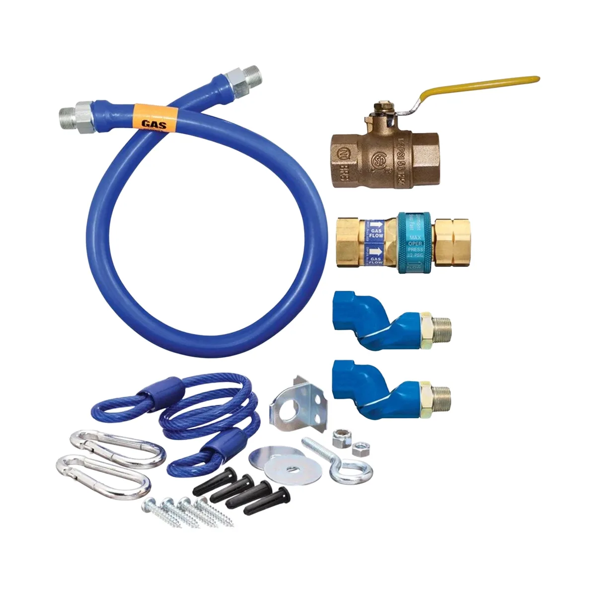 Dormont 1650KIT2S60 Deluxe SnapFast 60" Gas Connector Kit, Two Swivels, Restraining Cable, 1/2" Dia