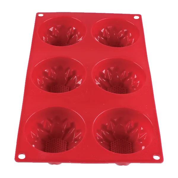 Thunder Group PLBM004S Baking Mold, 3-9/10 Oz. -40° - 550°F Temperature Range (6) Dahlia Cavities