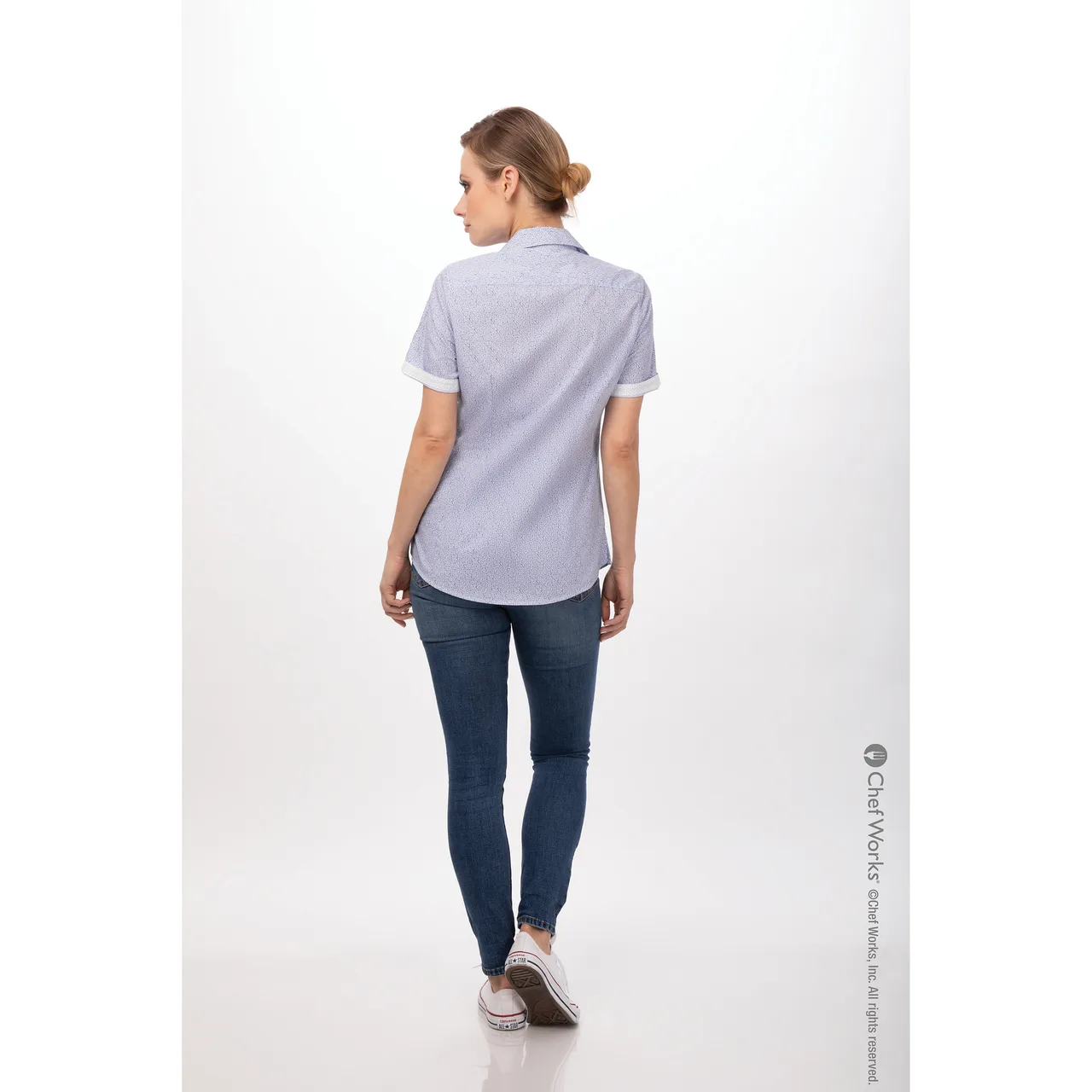 Chef Works SHC07W-BLU-XL Women's Charleston Cook Shirt, XLarge, Blue, Poly/Cotton