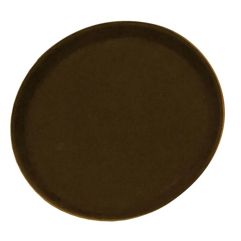 Omcan USA 80114 Non-Slip Round Serving Tray, 16" Diameter, Brown ABS Plastic, NSF-Listed