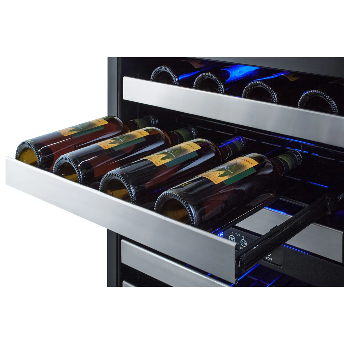 Summit SWC532BLBIST 24" Glass Door Wine Refrigerator, Dual Temperature, 46 Bottles