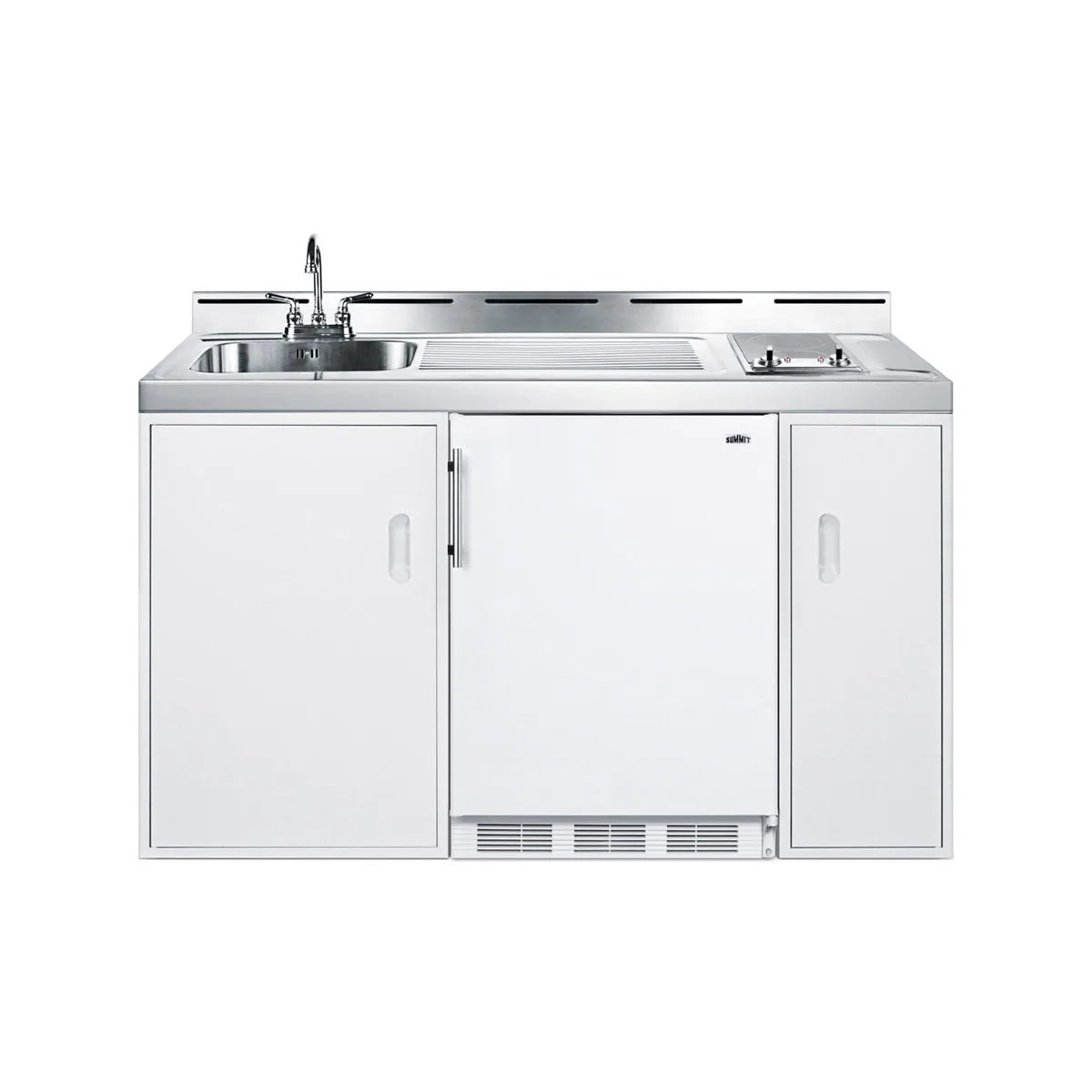 Summit C60ELGLASS All-In-One Combo Kitchen, 59.18"W x 24"D x 40"H, with deep drawn sink