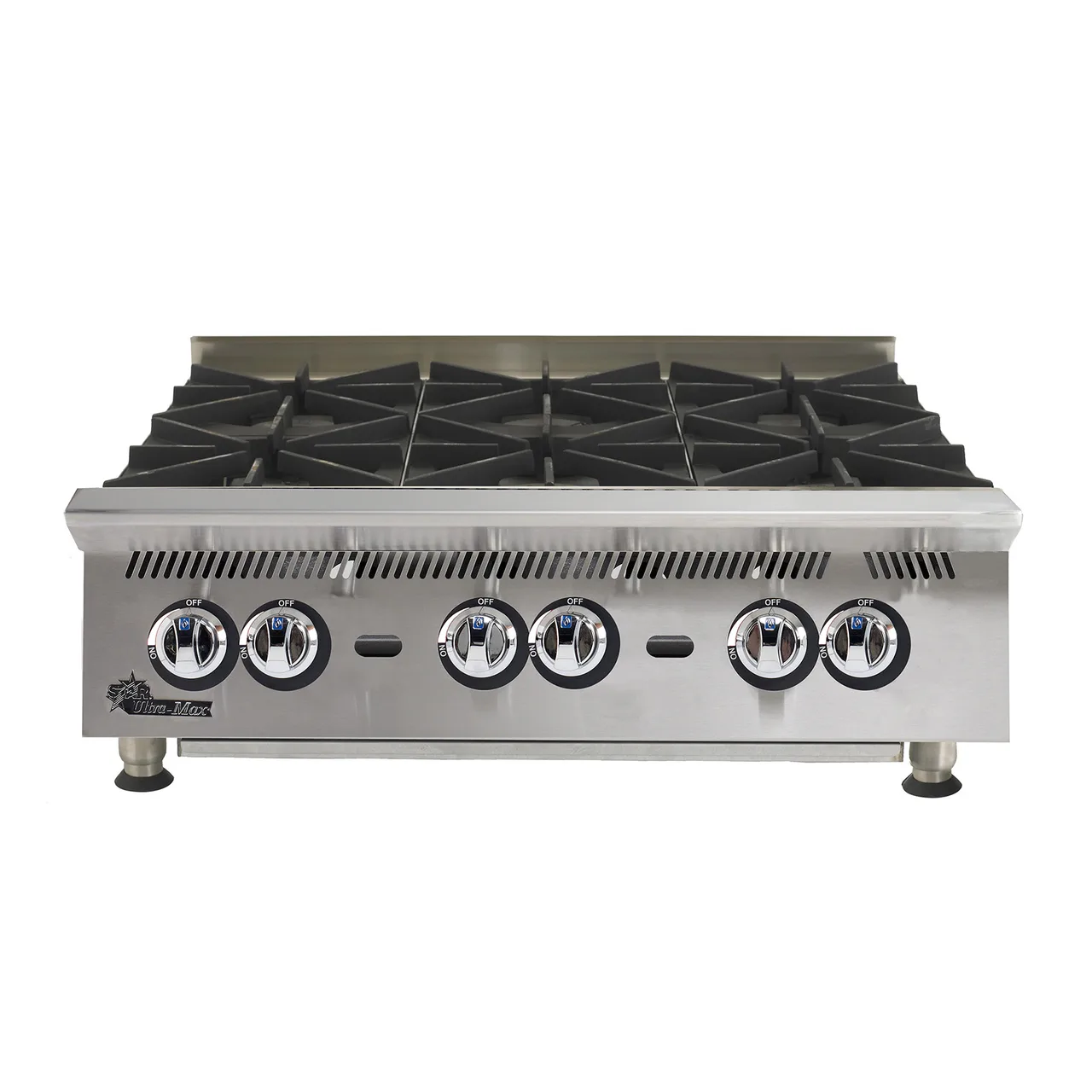 Star 806HA 36" Countertop Gas Hotplate with (6) Burners, Manual Controls, 180.000 BTU