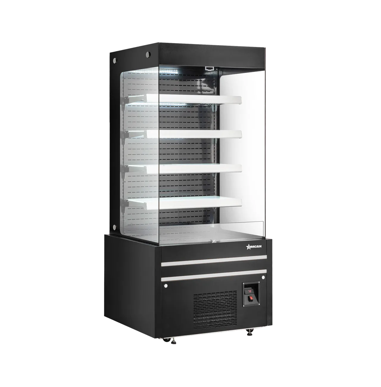 Omcan USA 48377 37" Vertical Open Air Merchandiser in Black, 4 Shelves, 19.77 cu. ft.