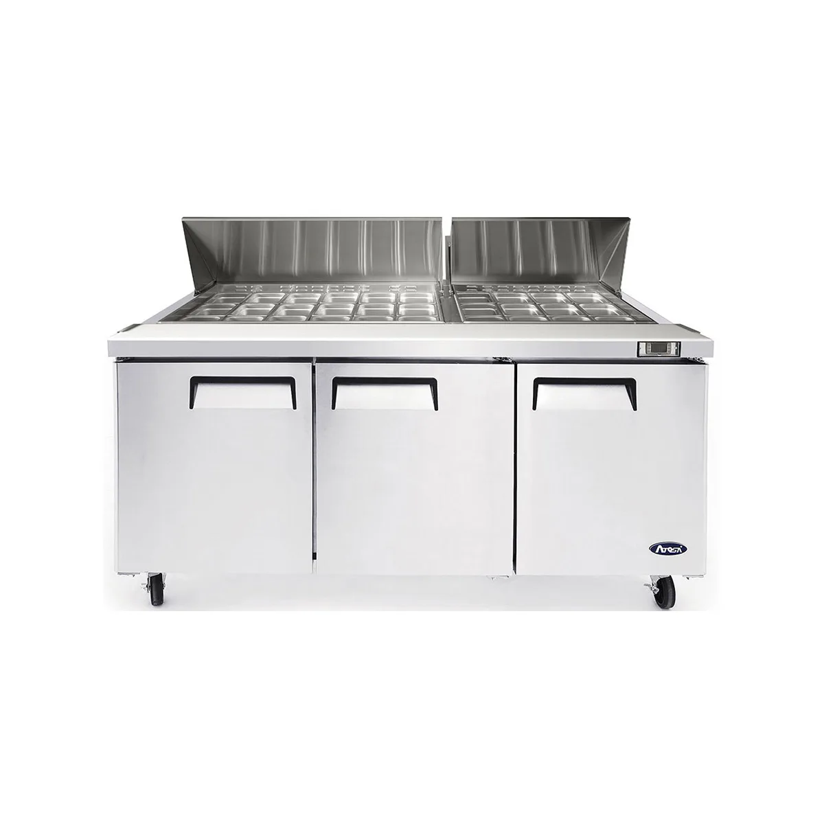 Atosa USA MSF8308GR 72" Three Section Mega Top Sandwich/Salad Prep Table w/ 3 Doors, 30 Pans