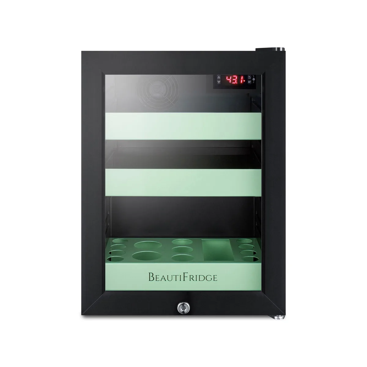Summit LX114LG 13-3/4" Compact BeautiFridge Cosmetics Refrigerator, Spring Mint Shelves, 0.85 cu.ft