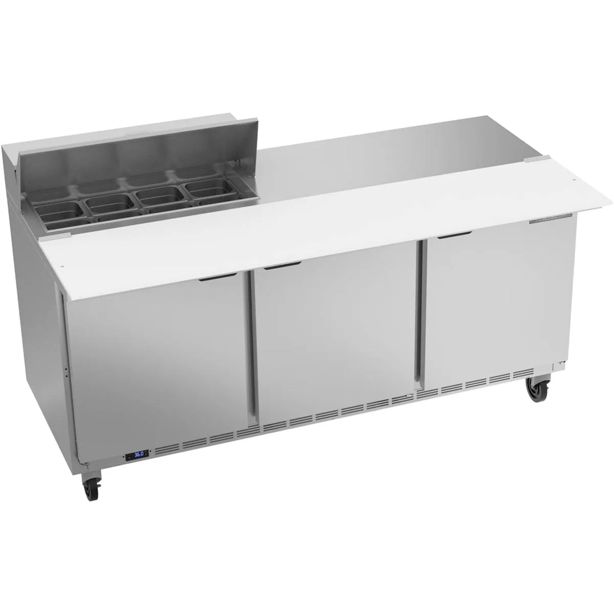 Beverage Air SPE72HC-08C 72" Three Section Sandwich/Salad Prep Table w/ 3 Doors, 8 pans, 20 cu. ft.
