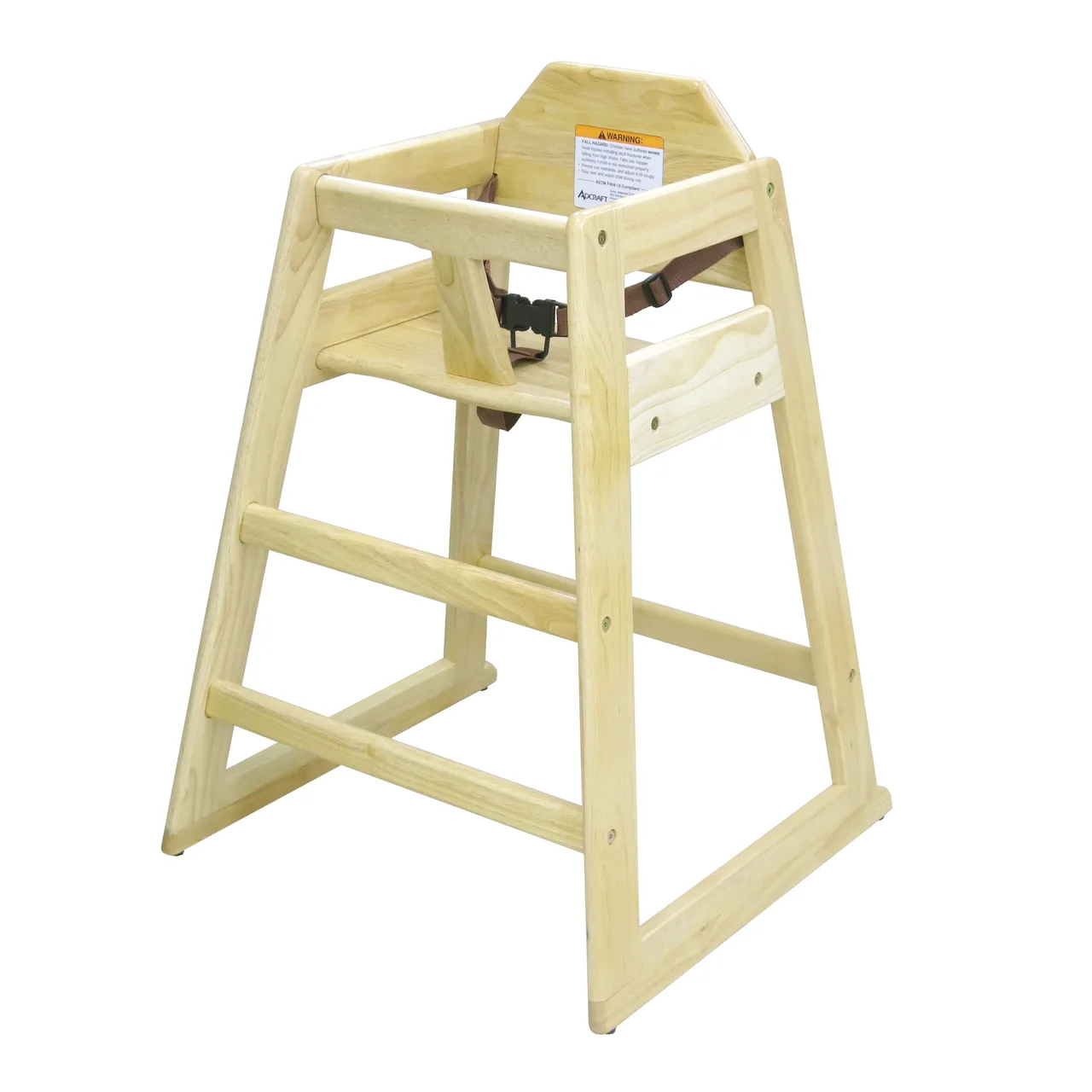 Adcraft HCW-1KD Stackable High Chair, Natural Finish, Solid Hardwood, Reinforced Joints