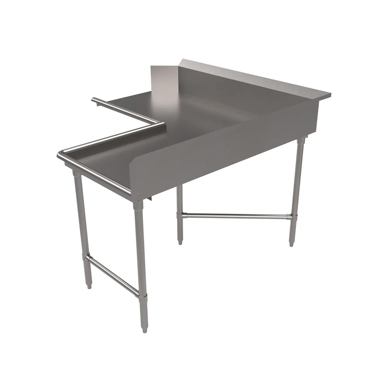 BK Resources BKCDT6-C6048R 60"x48" L-Shaped Corner Dishtable, Clean - 16 Gauge / Right to Left