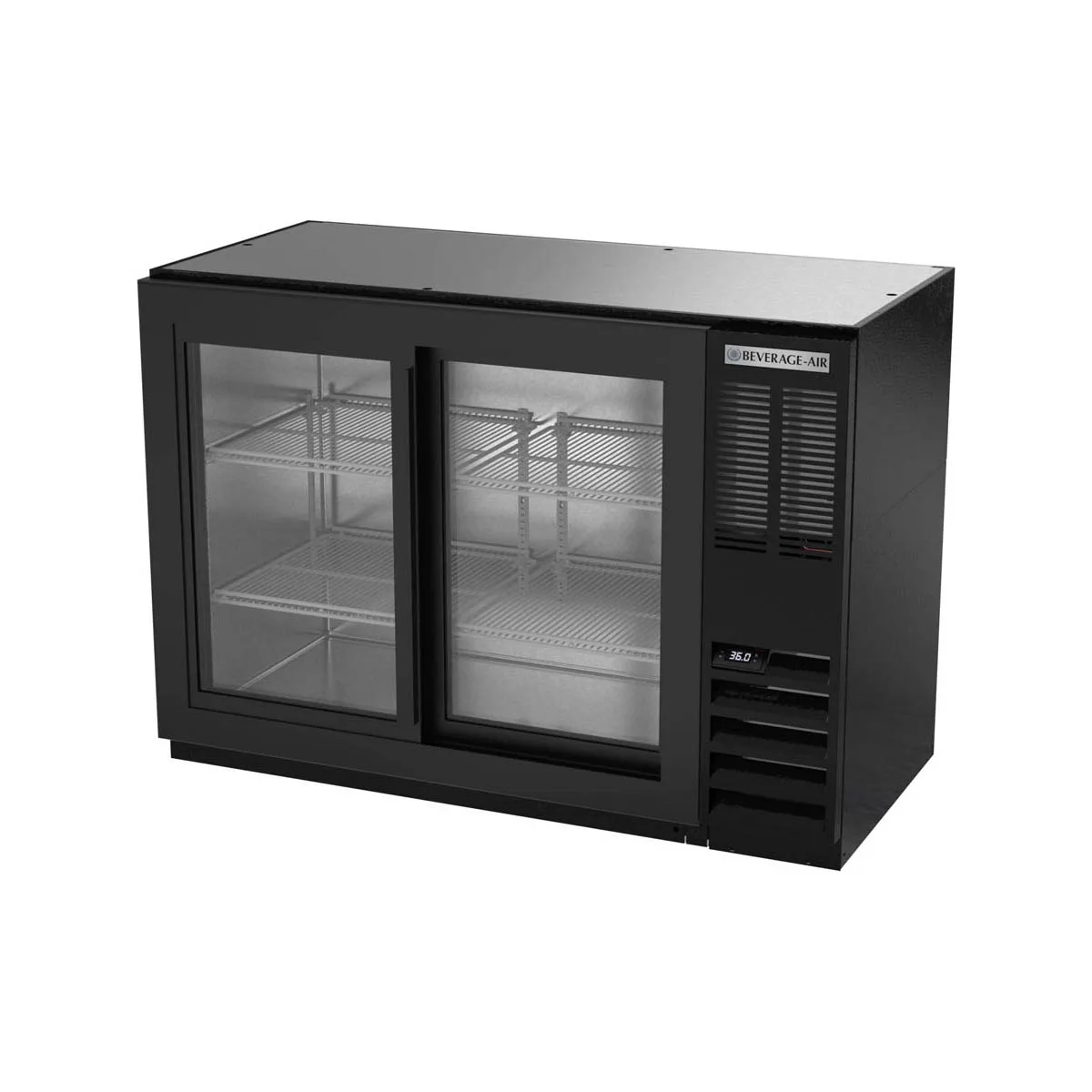 Beverage Air BB48HC-1-F-GS-B-27 48" 2 Section Black Back Bar Cooler with Glass Door