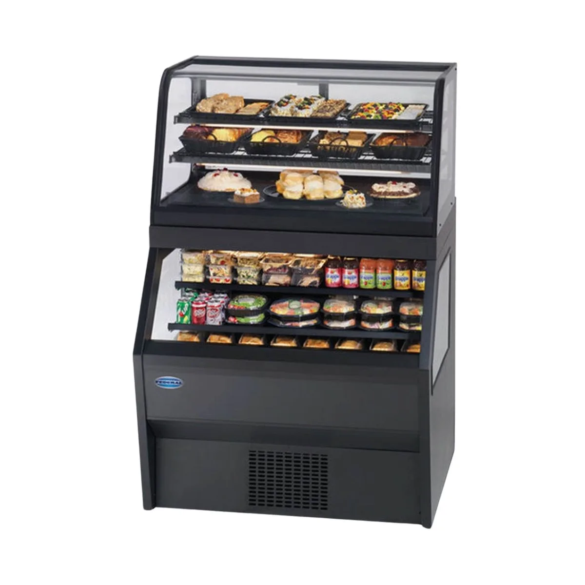 Federal Industries CRR4828/RSS4SC 48" Hybrid Merchandiser in Black, Dual Service, 2 Shelves, 12.5 cu. ft.