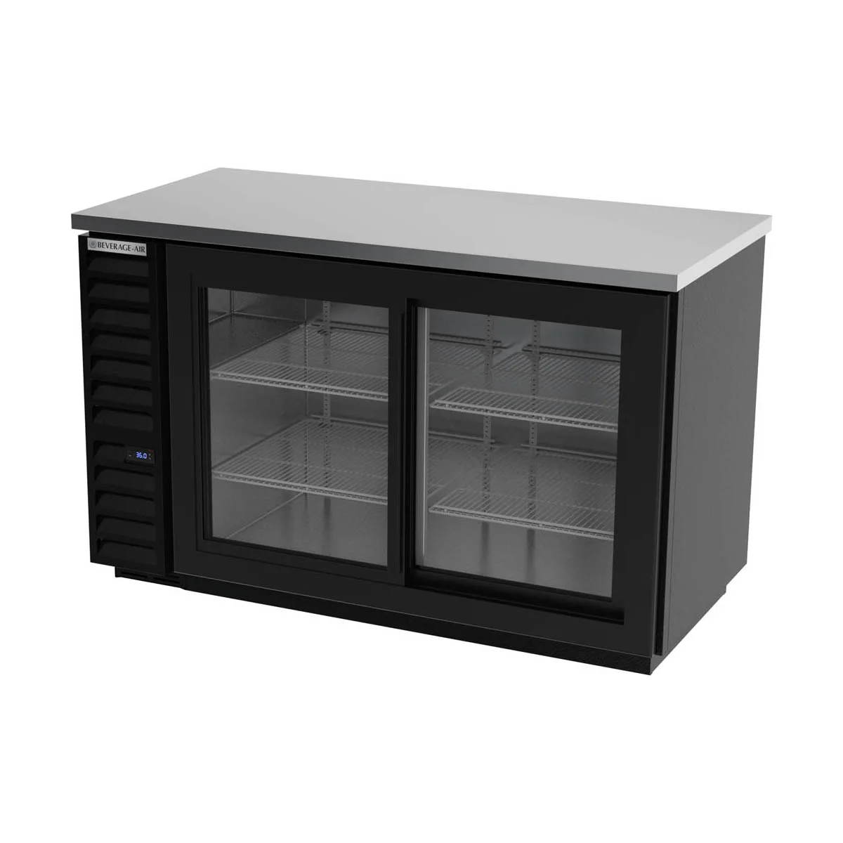 Beverage Air BB58HC-1-GS-B 59" 2 Section Black Back Bar Cooler with Glass Door