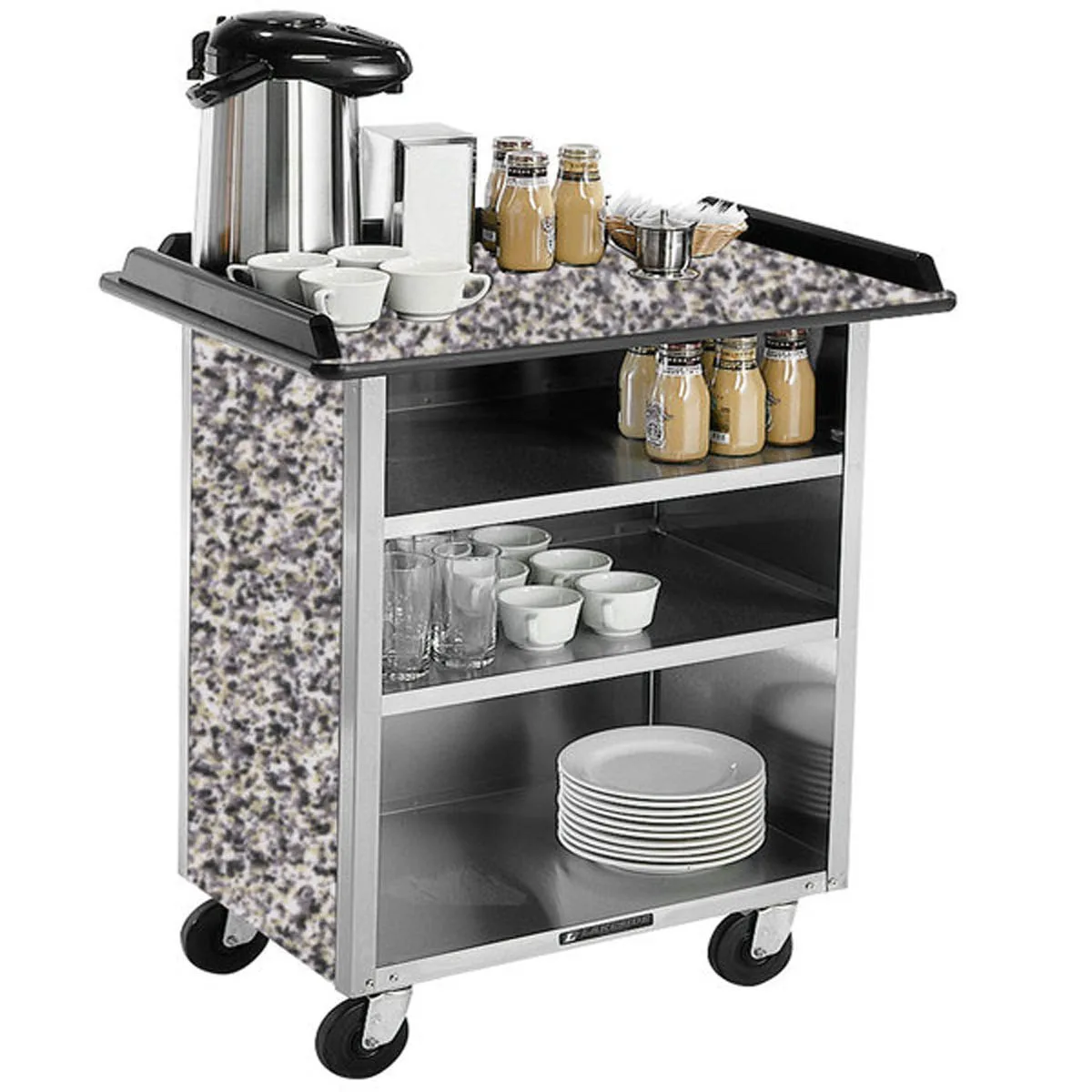 Lakeside 678 Stainless Steel Beverage Service Cart w/ 3 Shelves - 24" x 40 3/4" x 38 5/16"