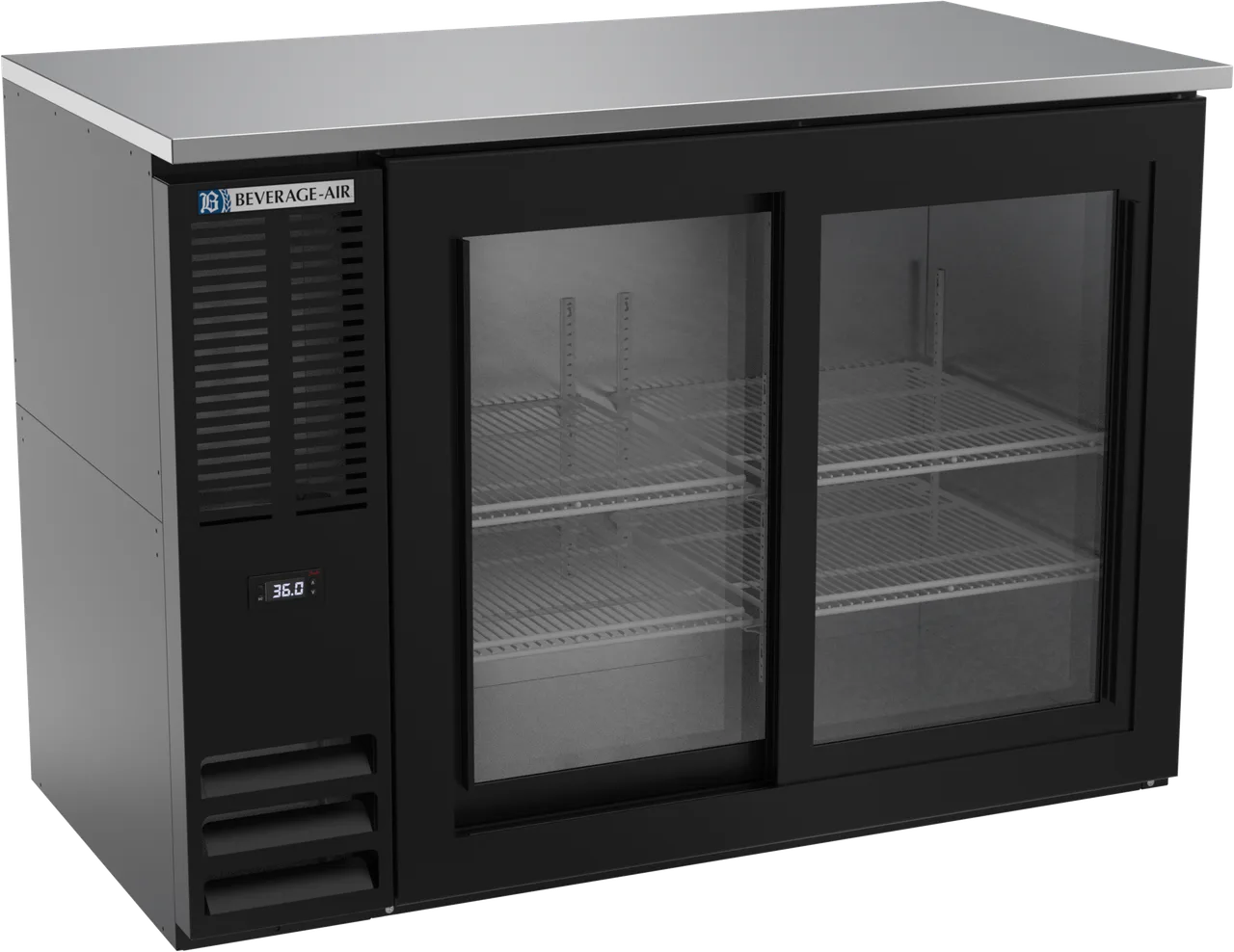 Beverage Air BBN48HC-F-GS-B-48" X 34" Cooler, 12.6 cu ft, Black Glass Doors, LED, R290, 1/4 HP, 115V