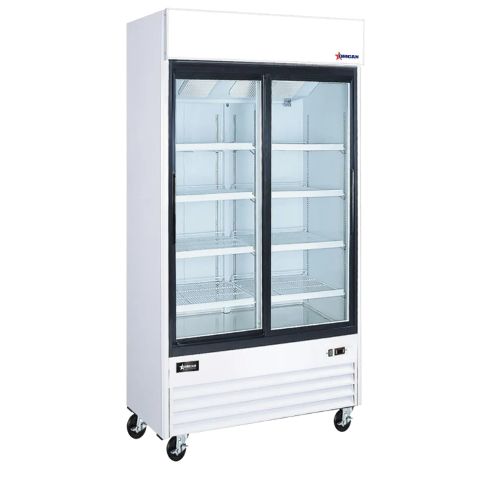 Omcan USA 50127 - 40" Merchandiser Refrigerator, 31.5 cu.ft, Sliding Glass Doors, 115V 3.7A