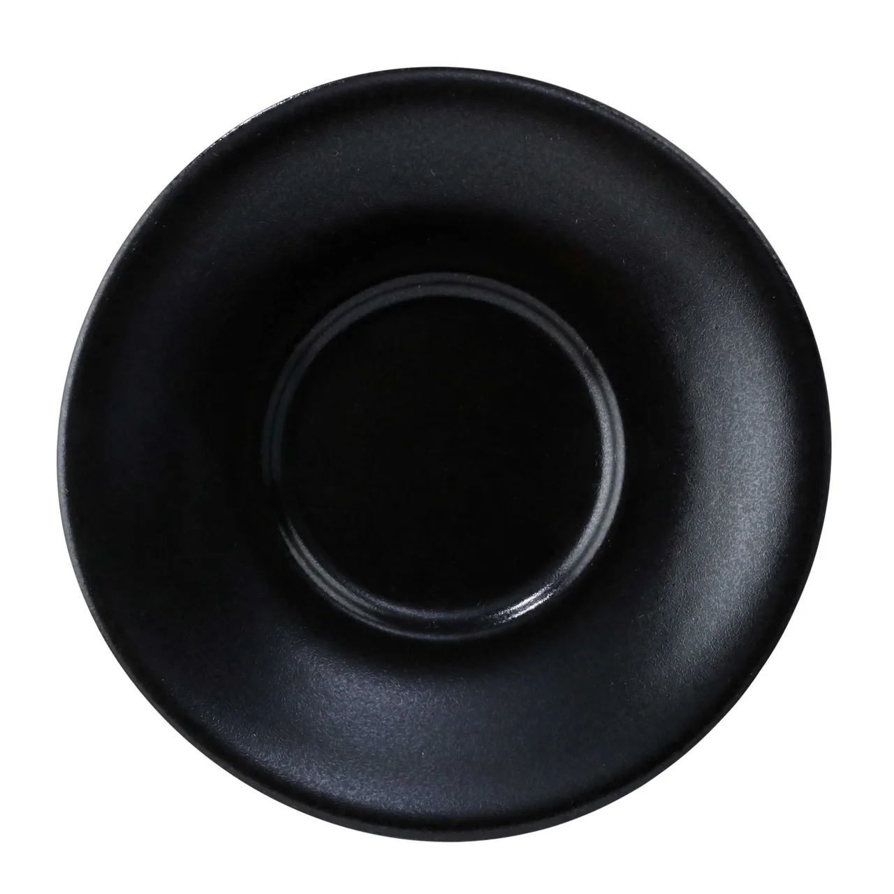 GET PP1941900324 Tea Bouillon Saucer, 6½" Round Porcelain, Black Glaze, Rolled Edge - Dozen