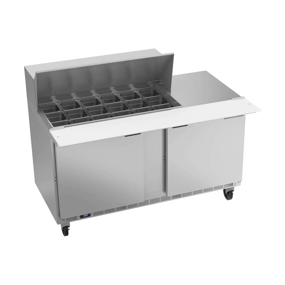 Beverage Air SPE60HC-18M 60" Mega Top Sandwich/Salad Prep Table w/ 2 Doors, 18 Pans, 16 cu. ft.