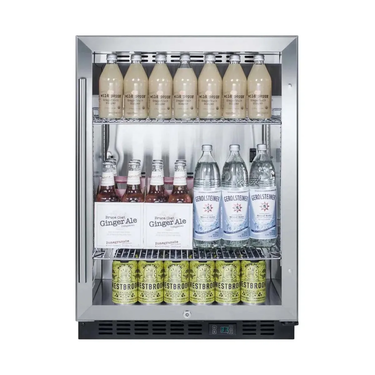 Summit SCR610BLCSS 24" Beverage Merchandiser, 5.0 cu ft, Steel Exterior, Shelves, Door, ENERGY STAR®