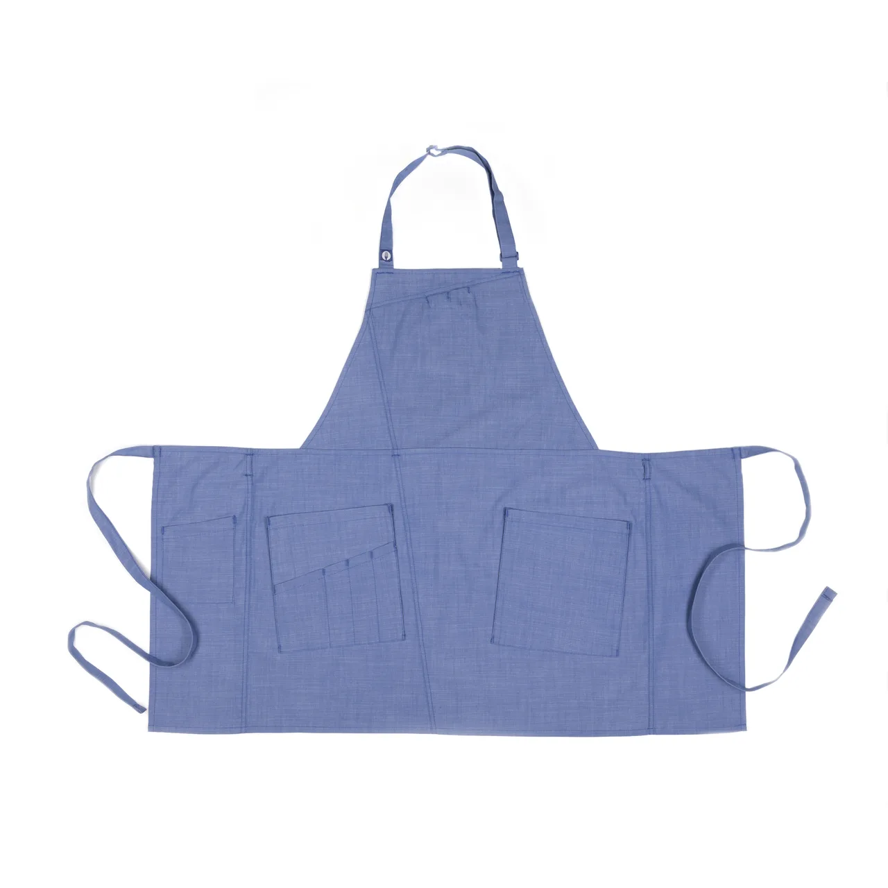 Chef Works ABN02-FRB-0 Bib Apron, 30-1/2"L x 38"W, Adjustable Buckle, French Blue, 65/35 Poly/Cotton