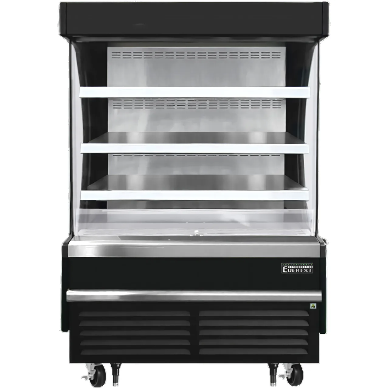 Everest EOMV-48-B-28-S 48" Vertical Open Air Merchandiser in Black, High Profile, 3 Shelves, 12.2 cu. ft.