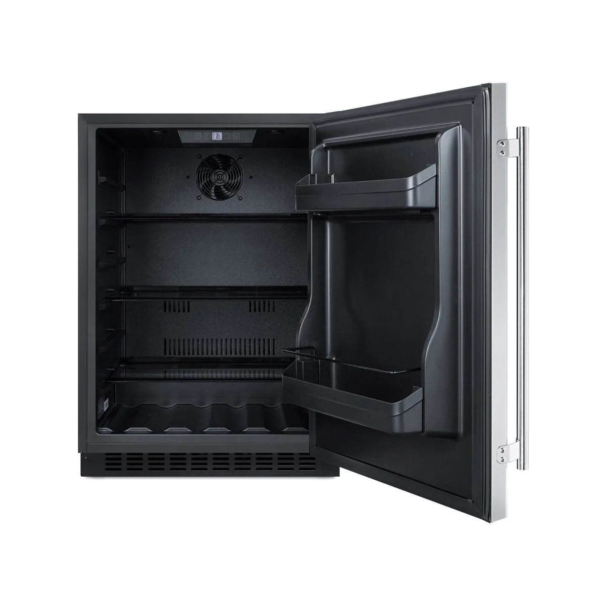 Summit AL54 24" Built-in Undercounter Refrigerator in Black, Stainless Steel Door, 4.8 cu. ft.