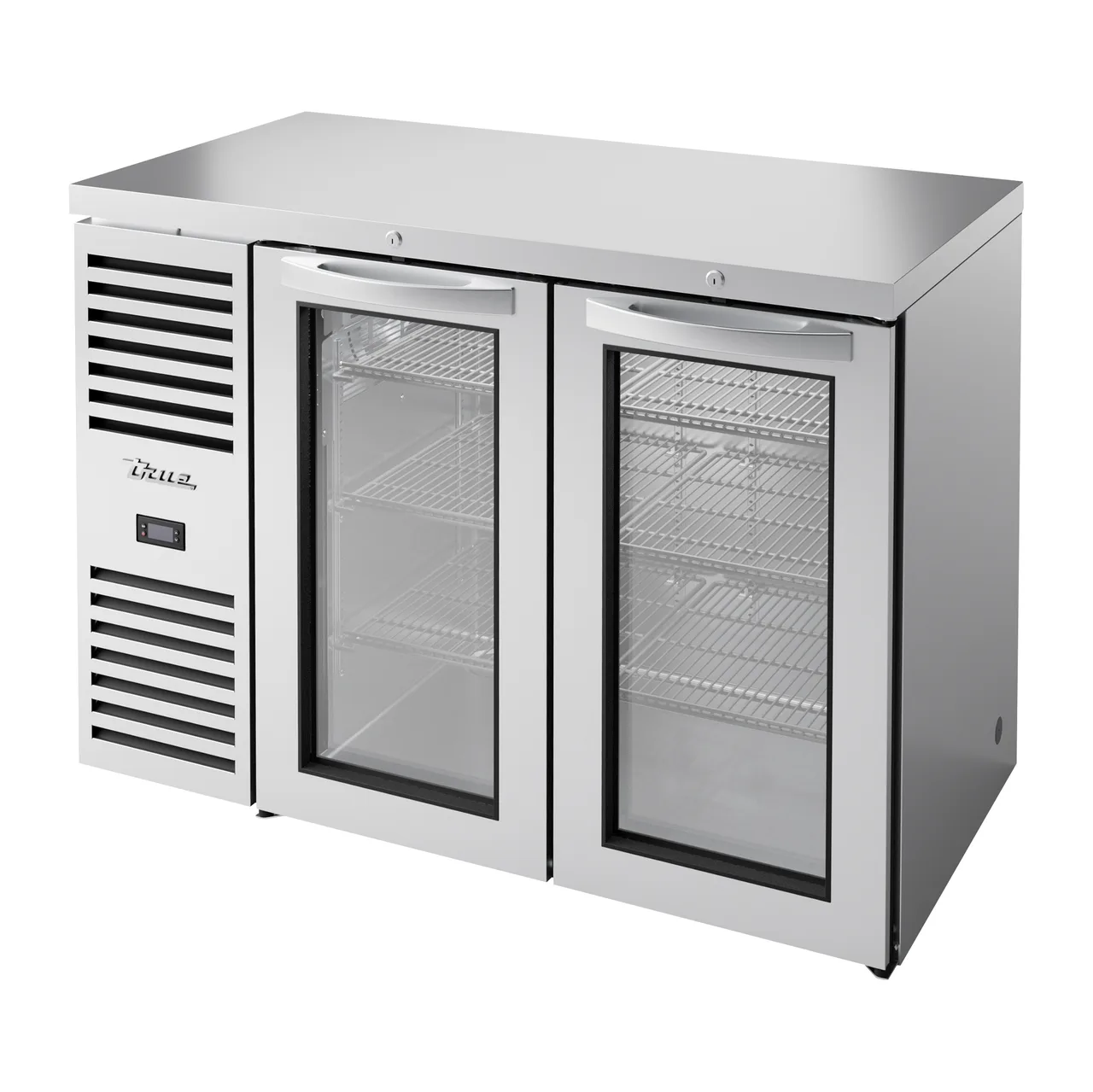 True TBR48-RISZ1-L-S-GG-1 48" Stainless Steel Back Bar Refrigerator with 2 Glass Doors & LED