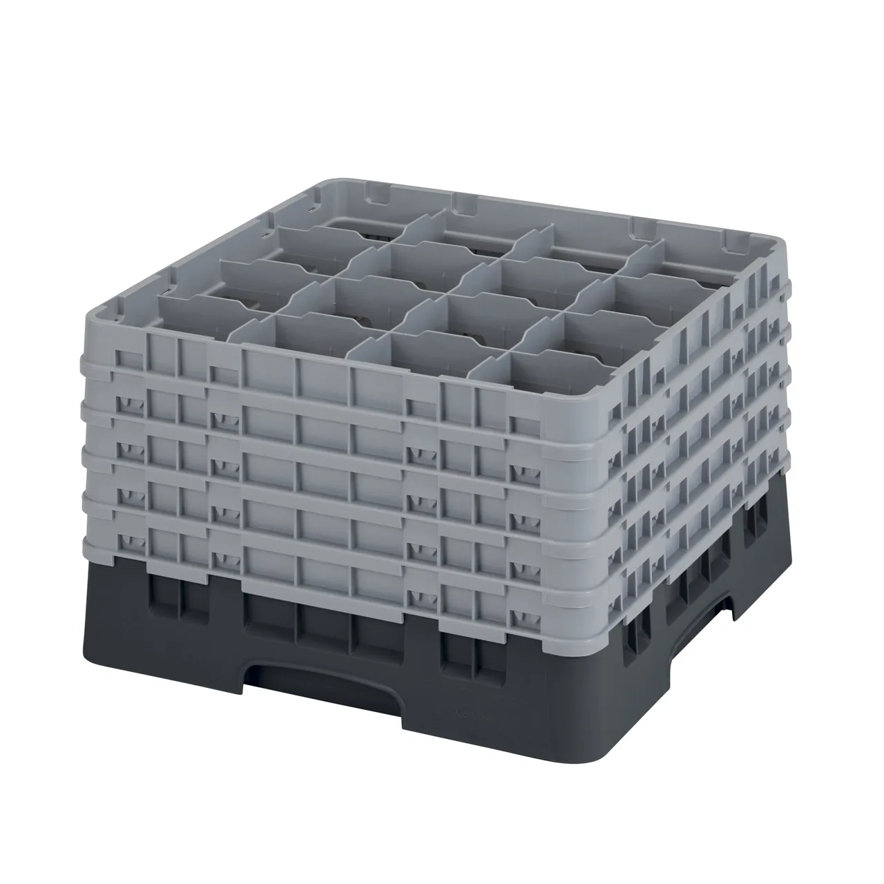 Cambro 16S1058110 Camrack Glass Rack, Black, Full Size, 19-3/4 x 19-3/4, 16 Compartments, 4-3/8 Max Dia, HACCP
