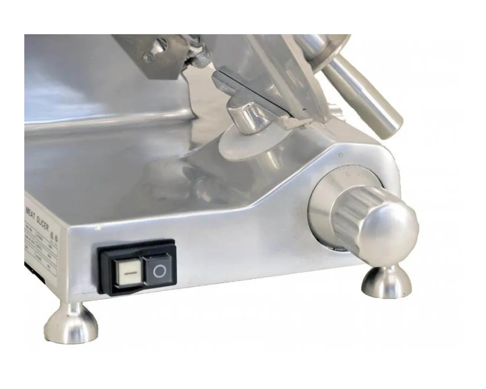 Omcan USA 41711 - Manual Meat Slicer, 10" Belt-Drive Knife, 1/5 HP 110V 60Hz Motor, NEMA 5-15P Cord, CE Certified