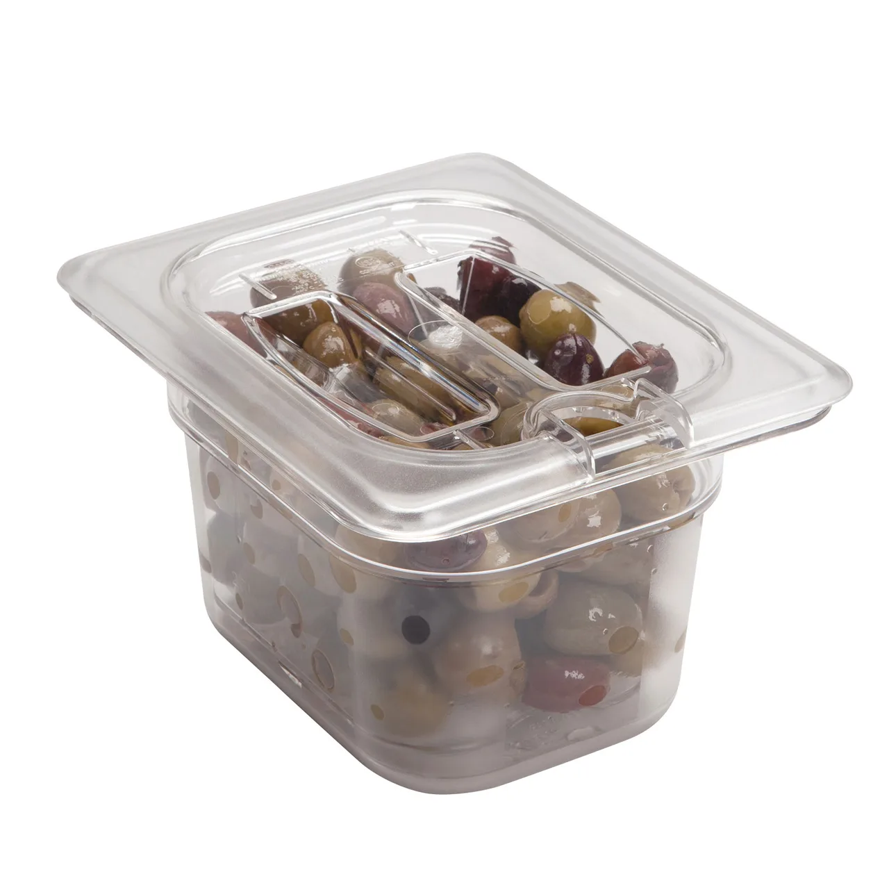 Cambro 80CWCHN135 Pan Cover – 1/8‑Size Clear PC Lid with Handle, Spoon‑Notched Slot, NSF