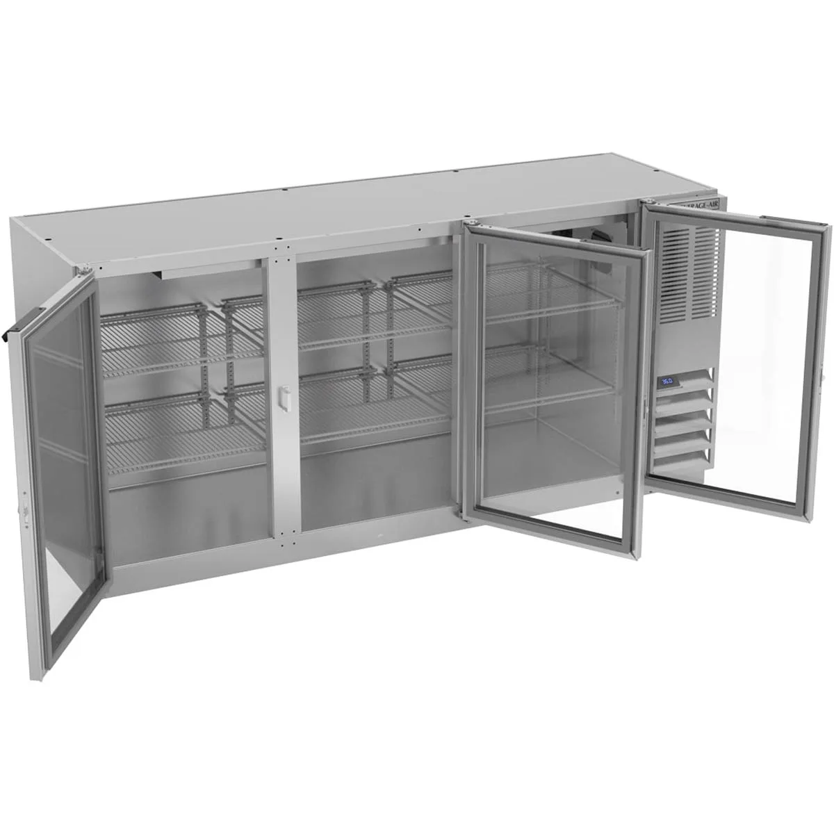Beverage Air BB72HC-1-G-S-27 72" 2 Section Stainless Steel Back Bar Cooler with Glass Door
