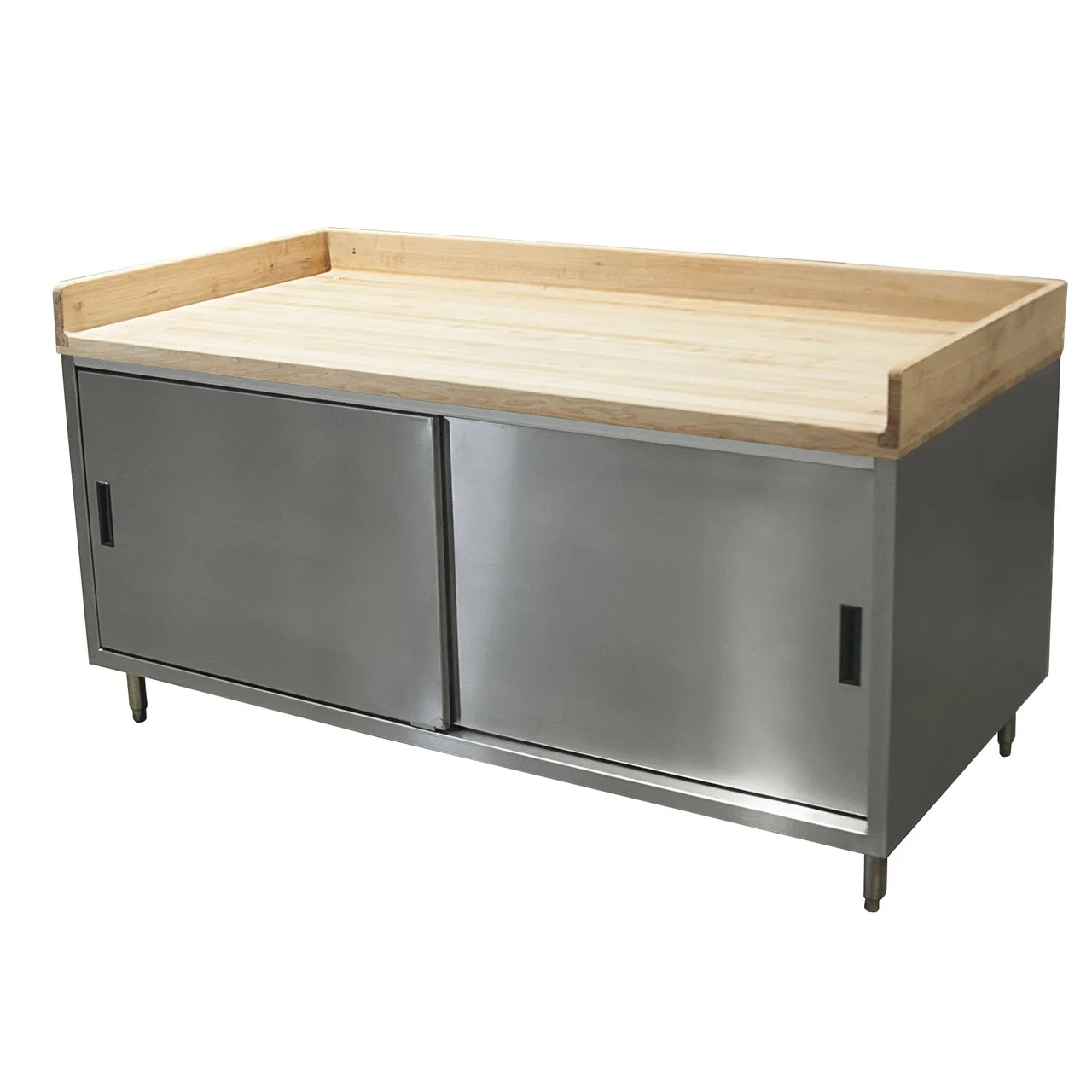 BK Resources CMBT-3072S Chef Table, Cabinet Base with Sliding Doors