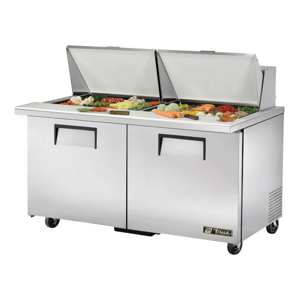 True TSSU-60-24M-B-ST-HC 60" Mega Top Sandwich/Salad Prep Table w/ 2 Doors, 24 Pans