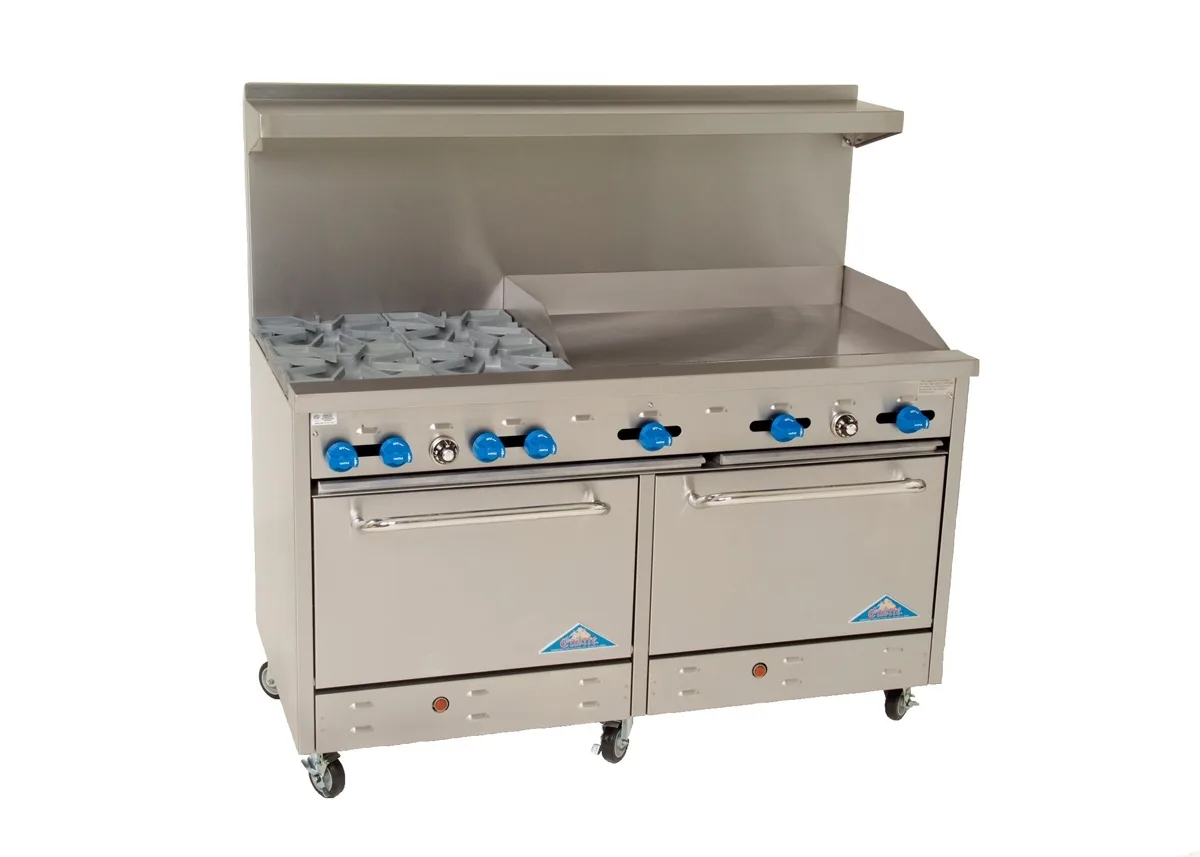 Comstock-Castle F3226-36 60" Gas Restaurant Range w/ (4) Open Burners, (1) 36" Griddle, (2) Standard Ovens, 240.000 BTU