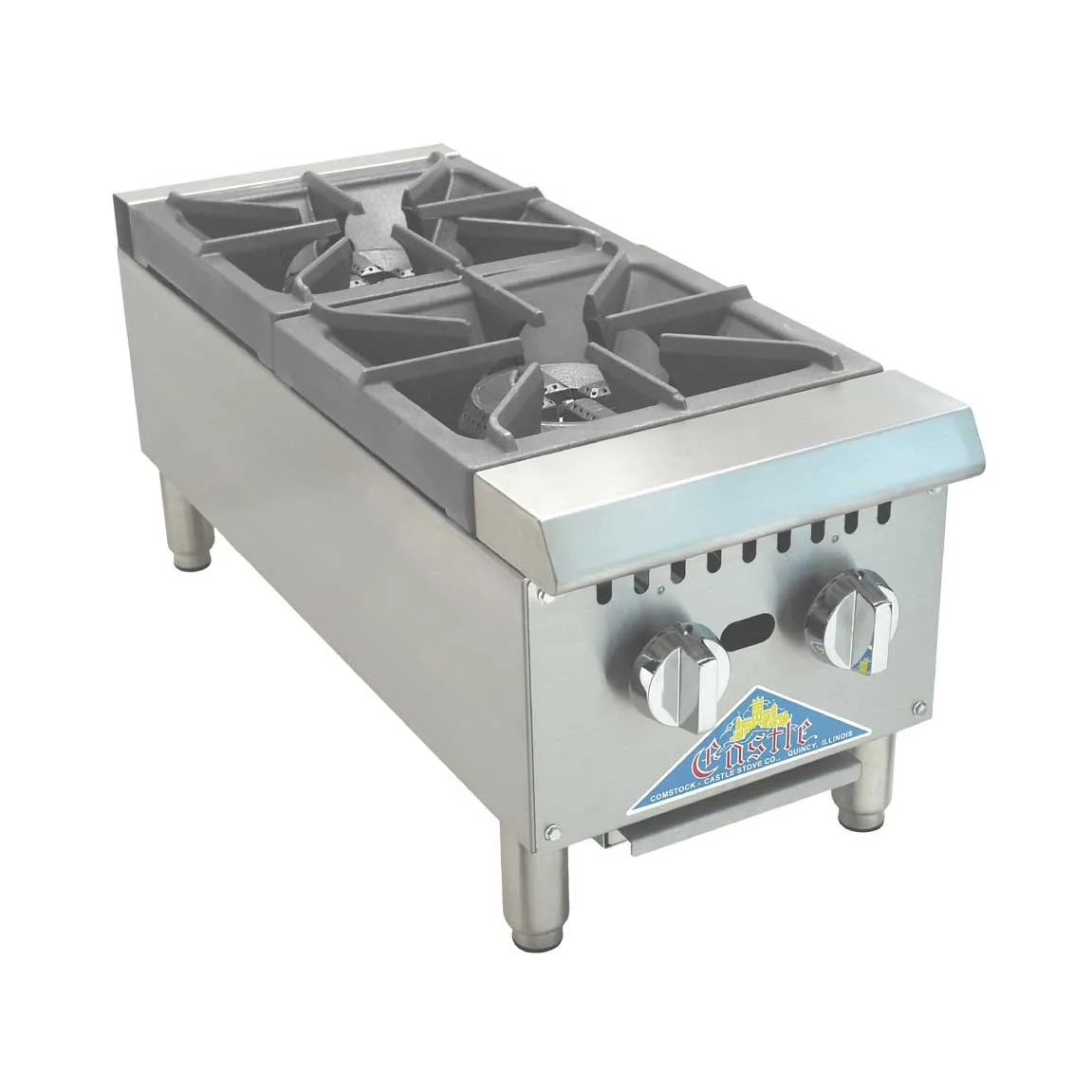Comstock-Castle CCGHP-2 12" Countertop Gas Hotplate with (2) Burners, Manual Controls, 70.000 BTU