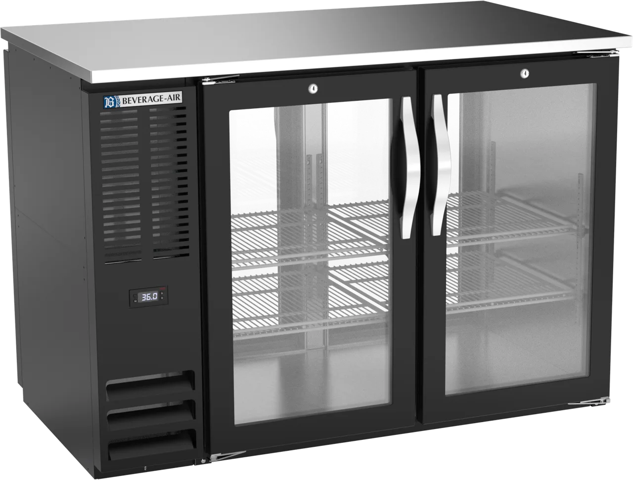Beverage Air BBN48HC-FG-PT-B Cooler, 48"W x 26-1/8"D x 34"H, 12.56 Cu Ft, 4 Glass Doors, Black, R290