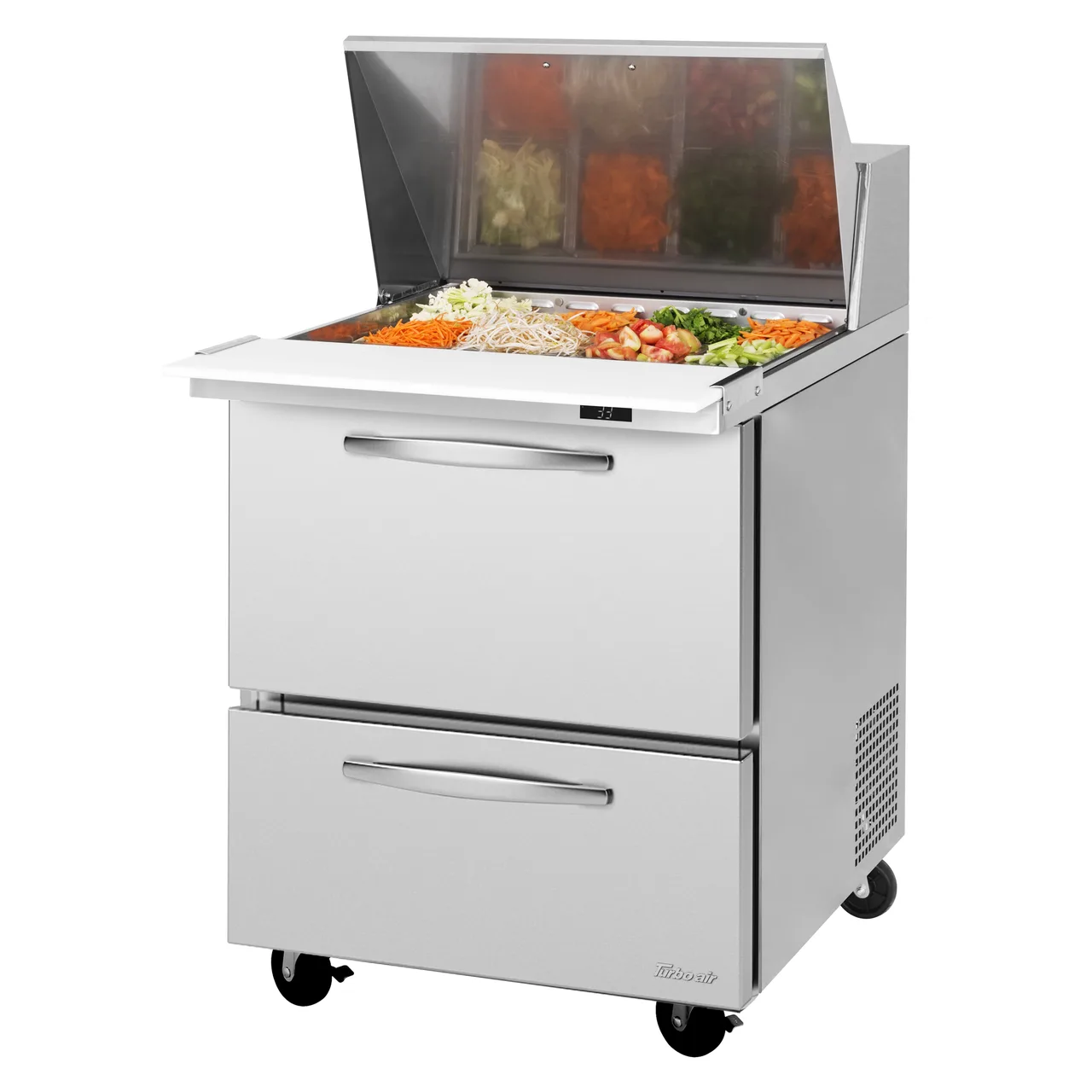 Turbo Air PST-28-12-D2-N 27" Mega Top Sandwich/Salad Prep Table w/ 2 Drawers, 12 Pans