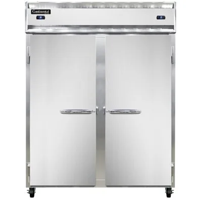 Continental Refrigerator 2RFENSS 57" 2-Section Reach-In Refrigerator Freezer Combo w/ 2 Solid Doors