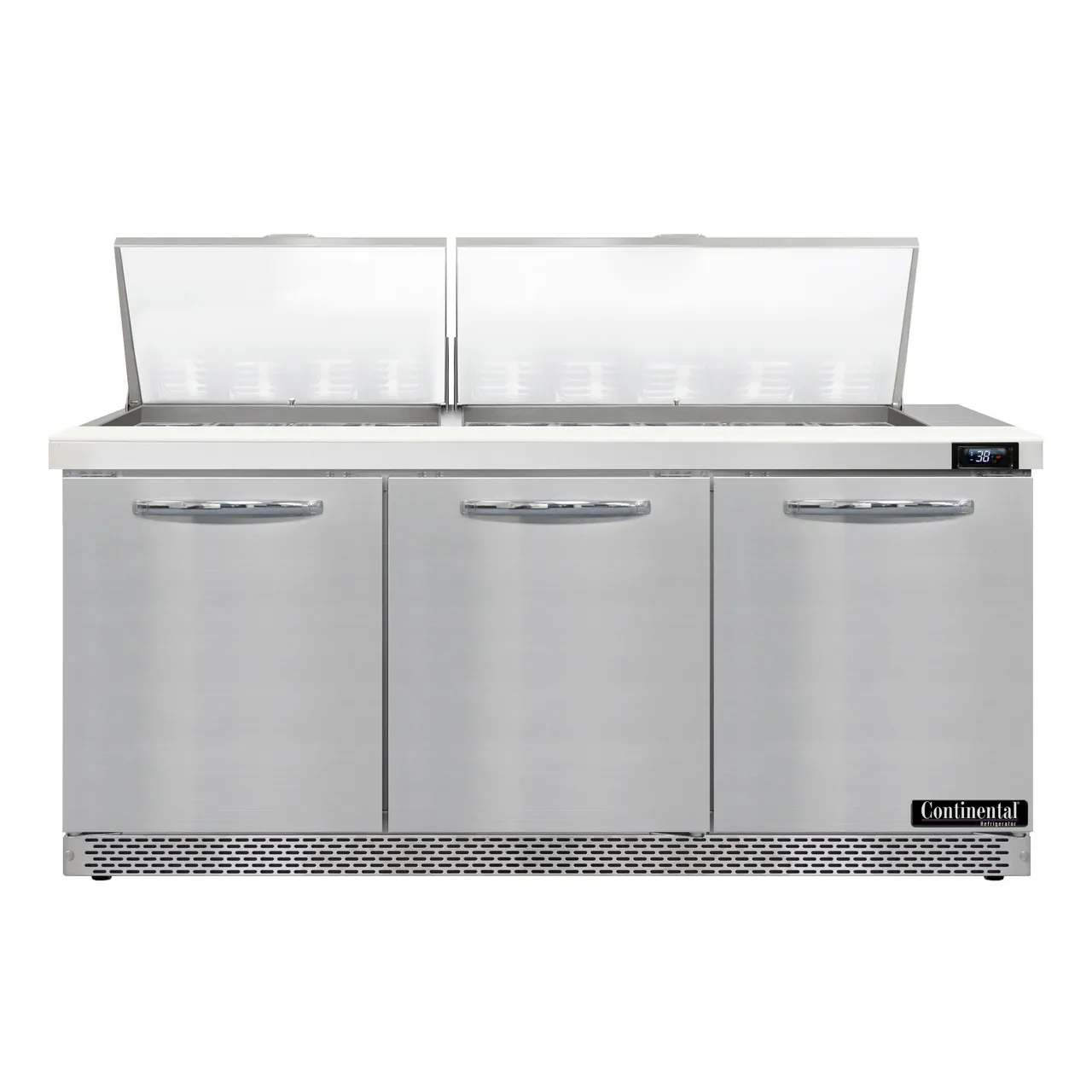 Continental Refrigerator SW72N27M-FB 72" Mega Top Sandwich Prep Table w/ 3 Doors, 27 pans