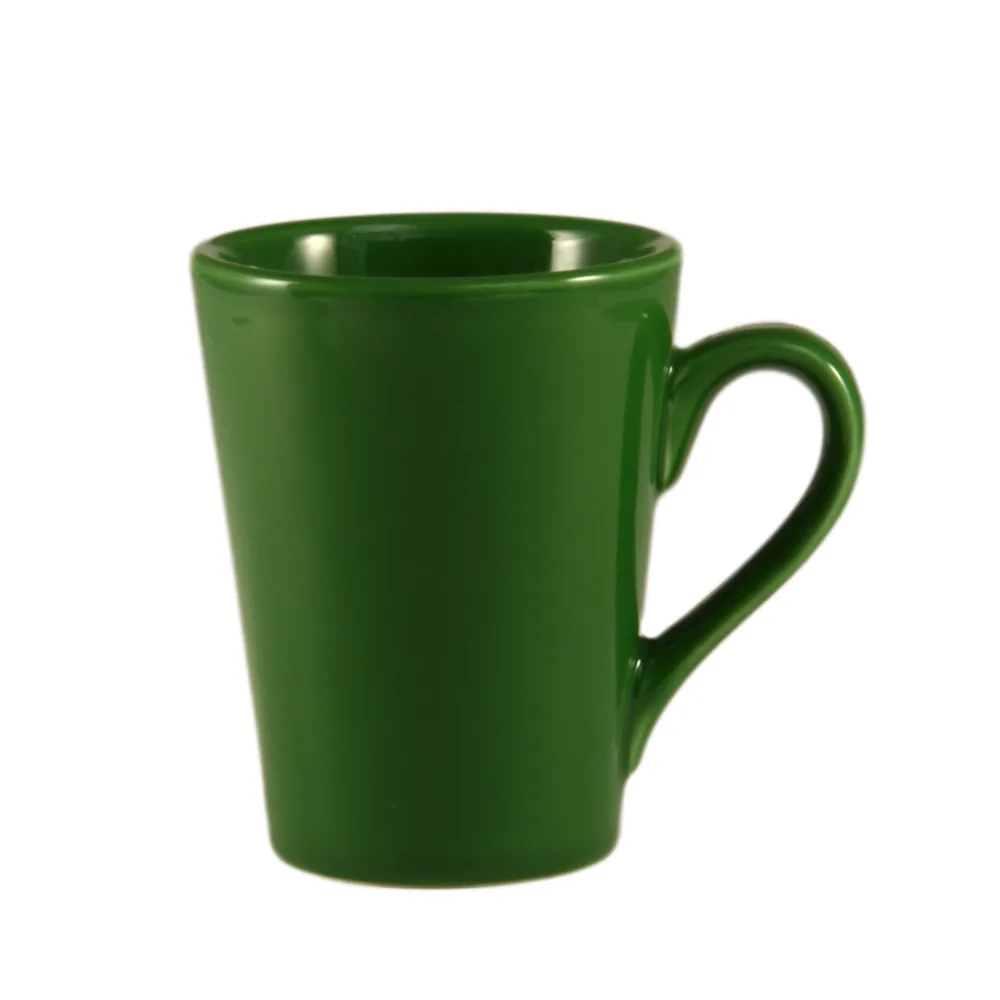 CAC China VC-12-G Victory Mug, 12‑Ounce Green Ceramic, 3½" Dia x 4⅜" H, Dishwasher Safe - 1 Dozen