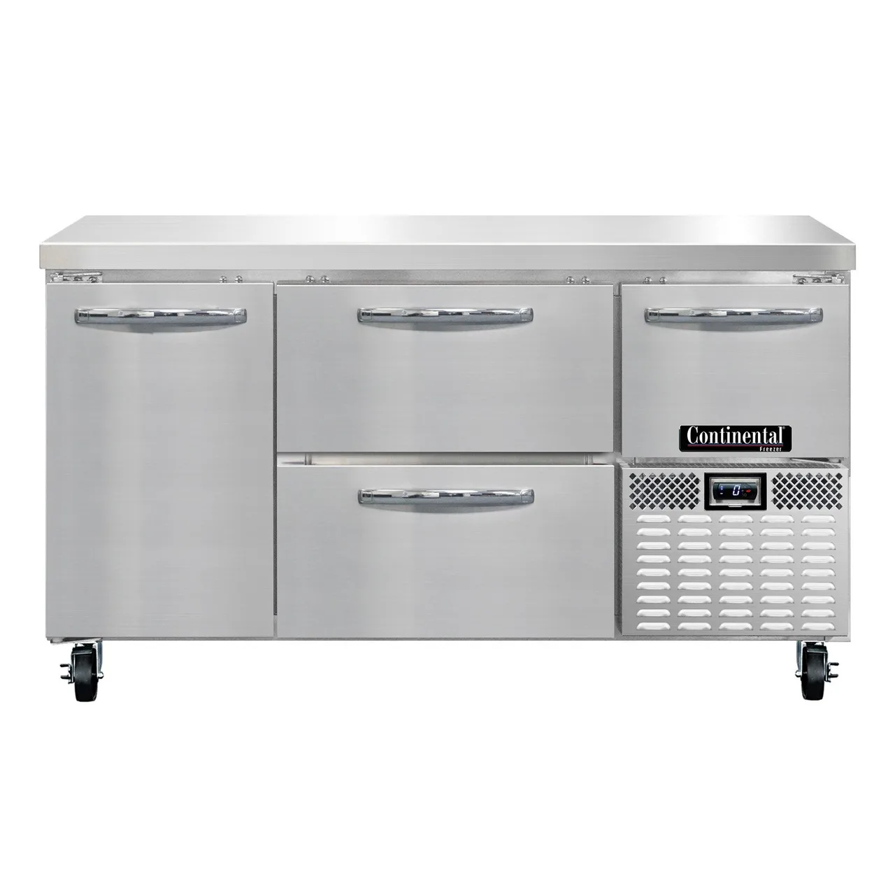 Continental Refrigerator FA60N-D 60" 3-Section Worktop Freezer w/ 4 Drawers & 1 Half Door