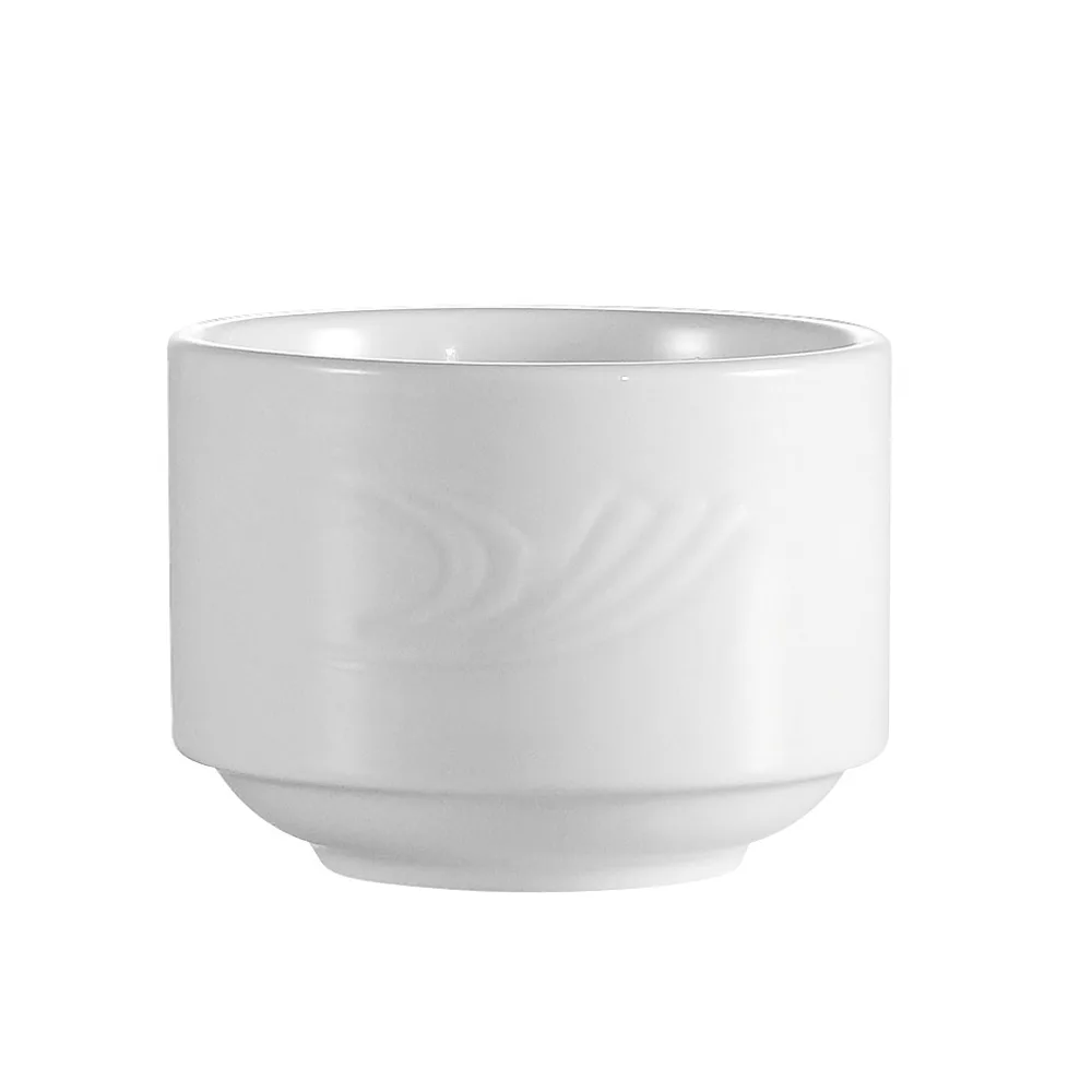 CAC China RSV-4 Bouillon Cup, 7.5 oz 3‑3/8" Dia. x 2‑1/2" H, White Porcelain, Dishwasher Safe - 1 Dozen
