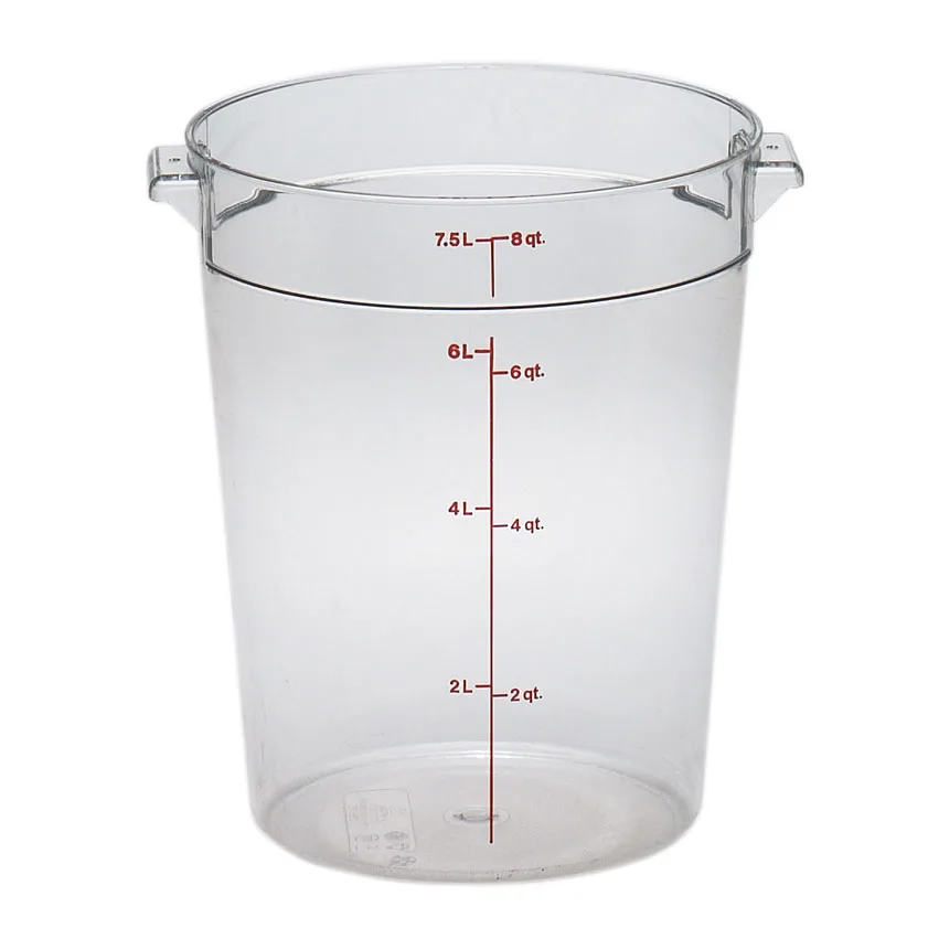 Cambro RFSCW8135 Camwear 8-Quart Clear Polycarbonate Handle 9-15/16" X 10-7/8" H -40°F-210°F NSF