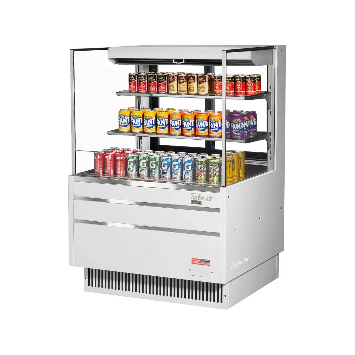 Turbo Air TOM-36L-UFD-W(B)-3S-N 34" Horizontal Open Air Merchandiser, Specify Exterior, Self-Contained, 2 Shelves