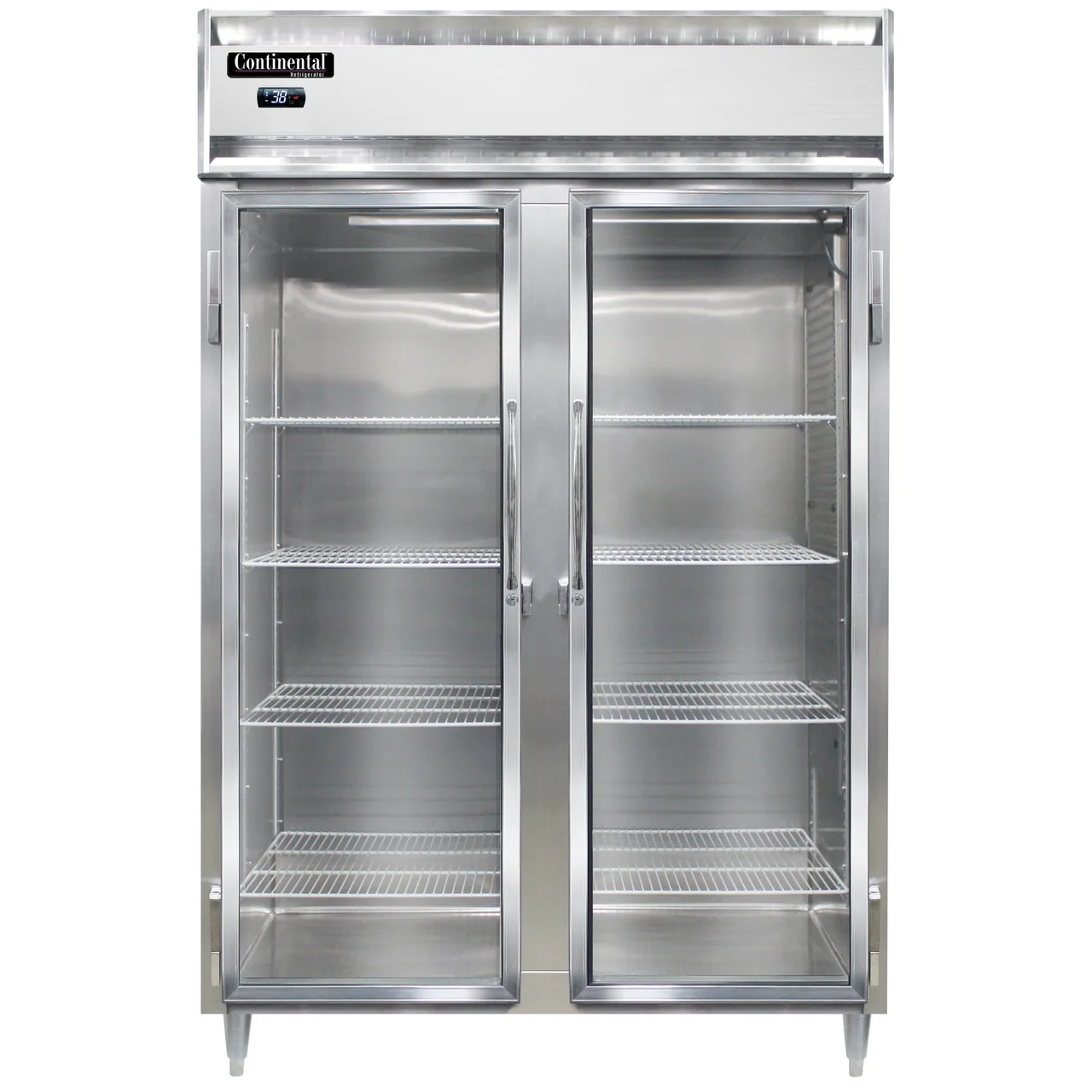 Continental Refrigerator D2RNGD 52" 2-Section Reach-In Refrigerator w/ 2 Glass Doors, Stainless Steel Front Aluminum Exterior, 50 cu. ft.